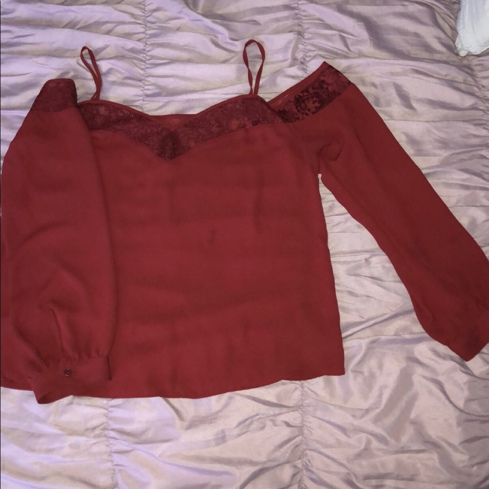 Express burgundy chiffon blouse